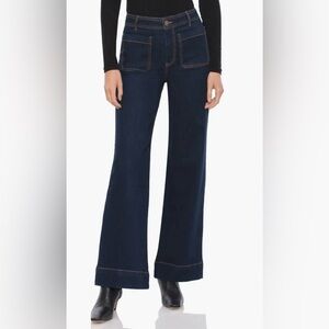 Bagatelle Collection High Rise Wide Leg Patch Pocket Sailor Dark Blue Jeans 27